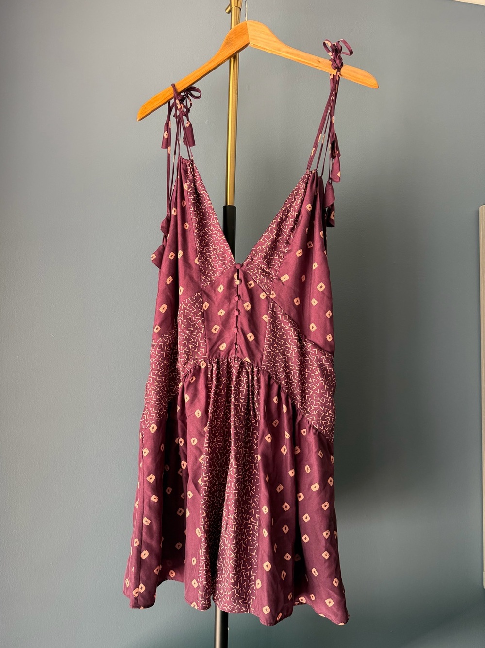 Rebecca Taylor Plum Printed Tie-Shoulder Camisole